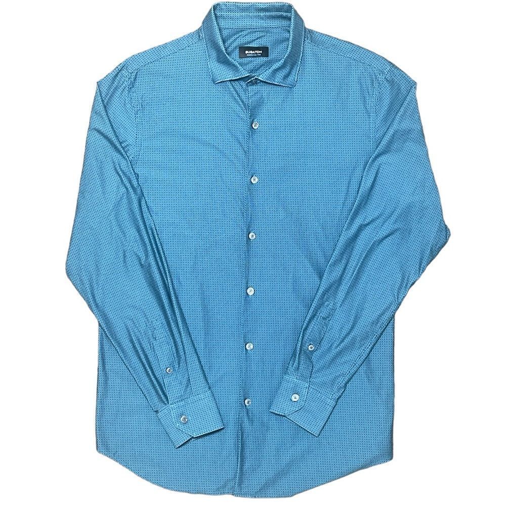 Bugatchi Men's Blue Dress Shirt Long Sleeve Button Up Cotton Size Medium